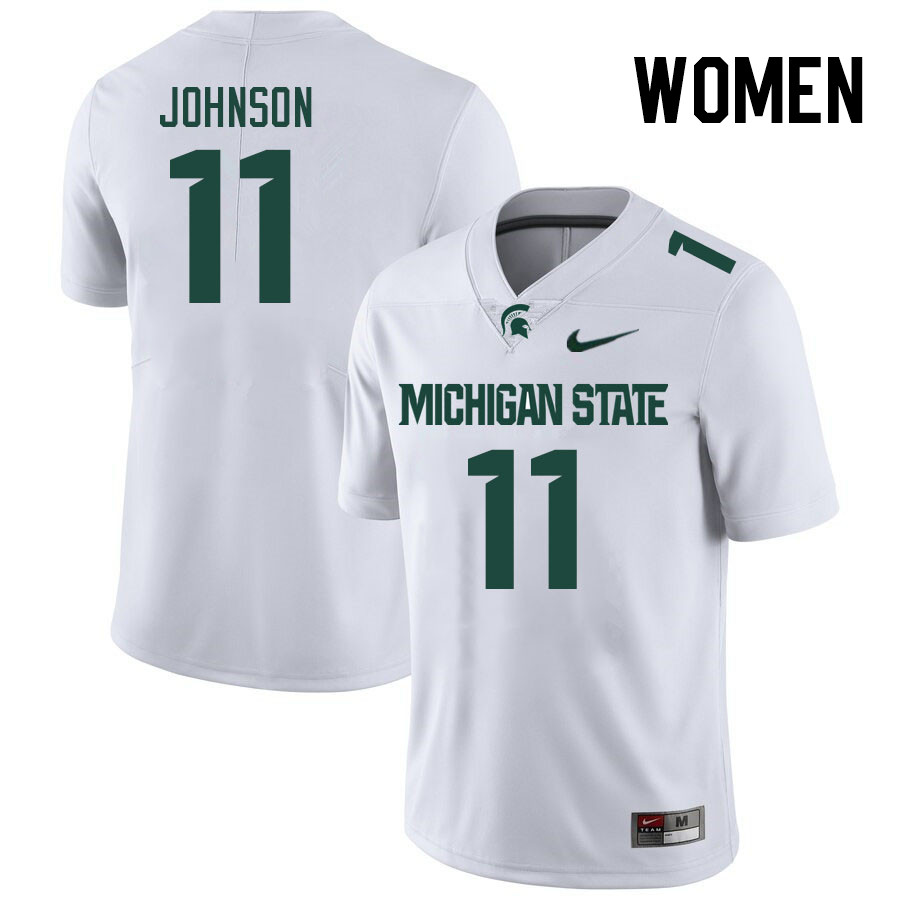 Women #11 Aziah Johnson Michigan State Spartans College Football Jerseys Stitched Sale-White